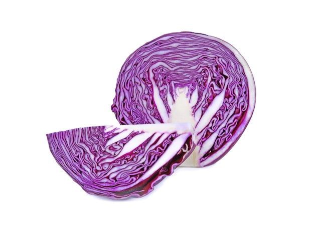 Red cabbage vegetable sliced isolated on white isolated