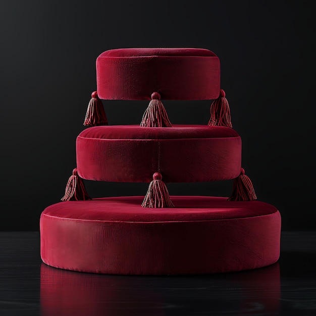 a red cake with a red cover that says quot the top tier of it quot