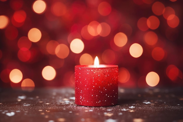 Red candle on bokeh background Christmas and New Year concept