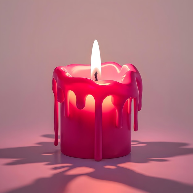 a red candle with a white candle on it