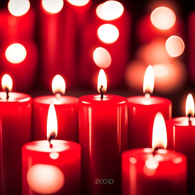 Red candles romantic background high quality photo