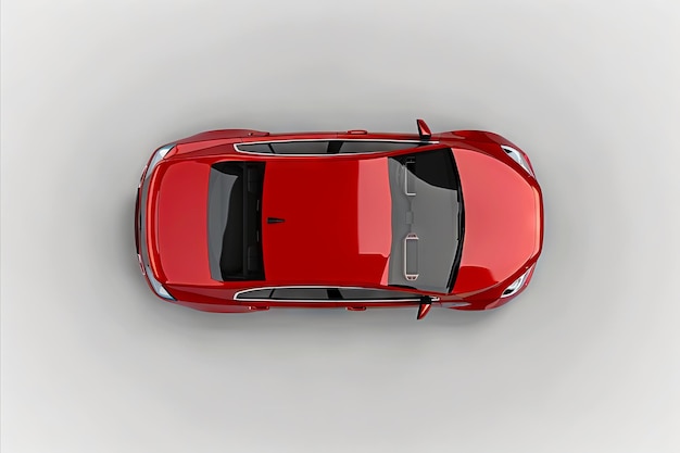 Photo a red car is shown from above on a white background