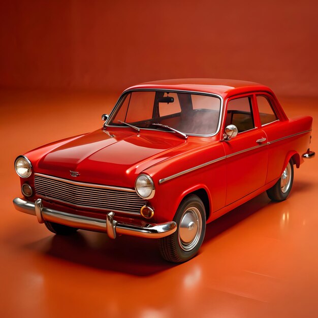 Photo a red car with the hood up is shown on a red background