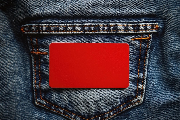 Photo a red card in a back pocket of a pair of blue jeans