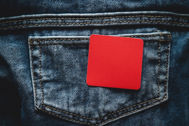 Photo a red card in a back pocket of a pair of blue jeans