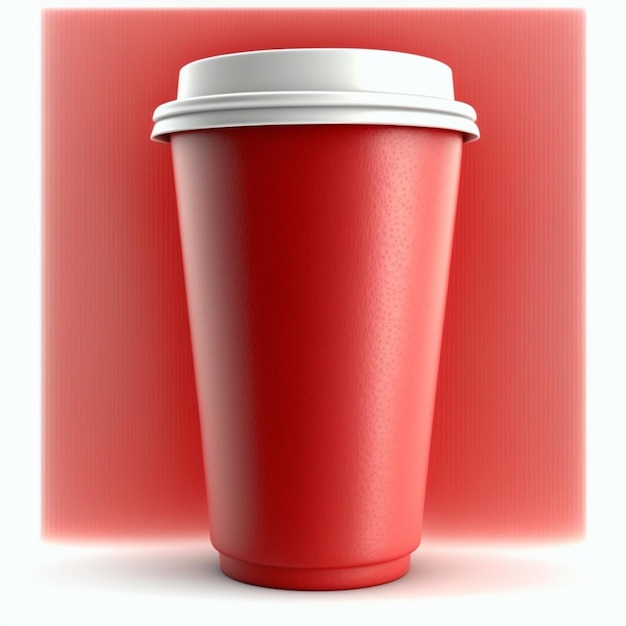 red cardboard coffee mug mockup