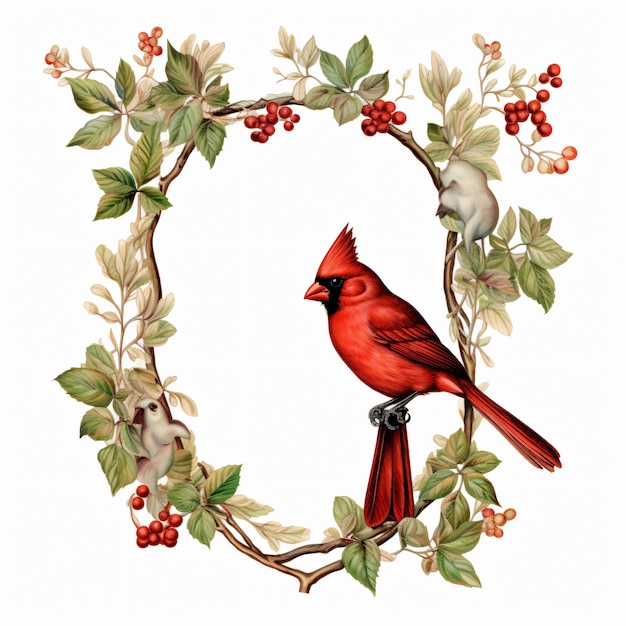 Red Cardinal Frame Clipart isolated on white background