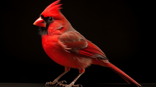 Red Cardinal Portrait On Black Background National Geographic Style