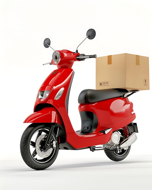 A red cargo delivery service scooter on a white background