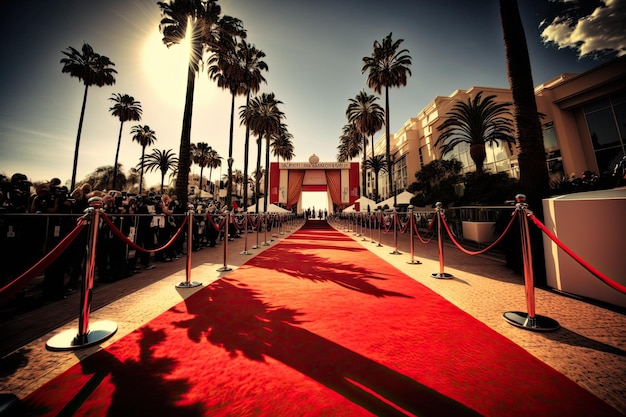 Red carpet for awards ceremony Luxury entrance for vip stars Created with Generative AI