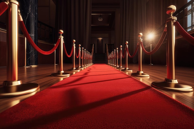 Red carpet and golden barrier AI generated