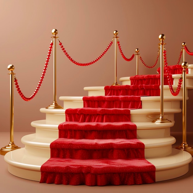 Photo red carpet golden fencing and red carpet with a rise on the stage vector illustration in realistic