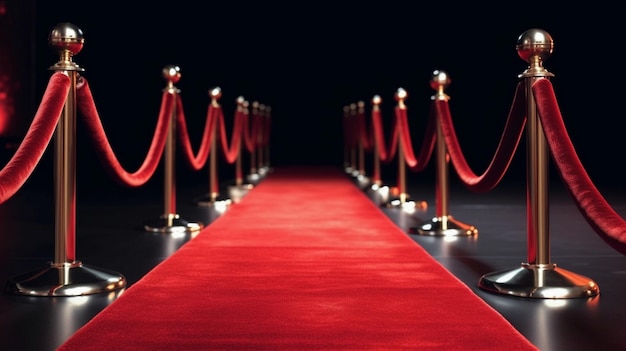 red carpet with corded barriers