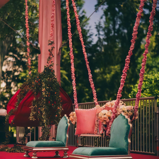 Photo a red carpet with a pink awning that says  the name  on it