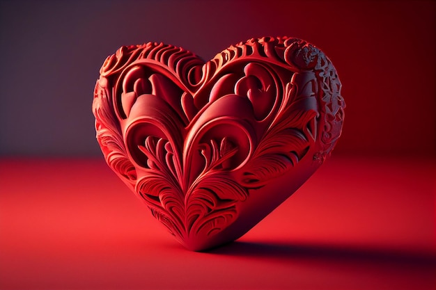 Red carved heart generative ai