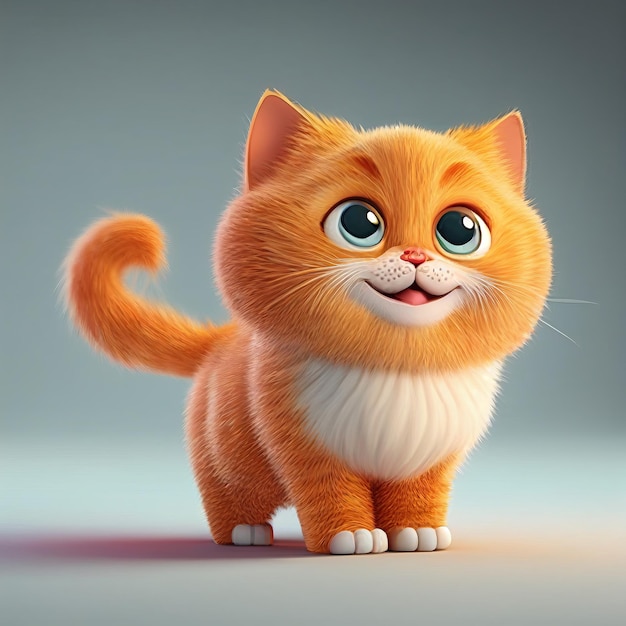 Red cat character 3d render Generative AI