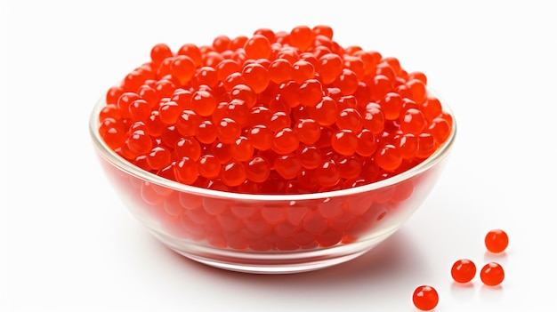 Red caviar isolated on white background