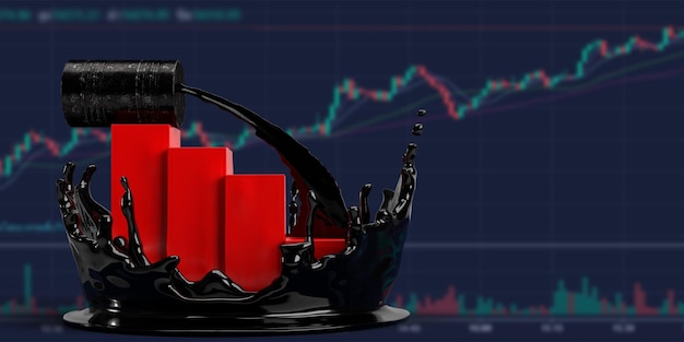 Red chart graph stock business economy price crude oil fuel barrel gasoline stack inflation market currency crisis petrol dollar wealth earning concept