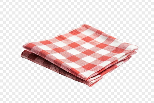 Red checkered napkin front view isolated on white background Rustic chic style mockup perspective