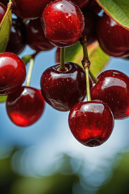 red cherries background