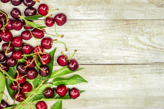 Red cherries. Selective focus. Food and drink.