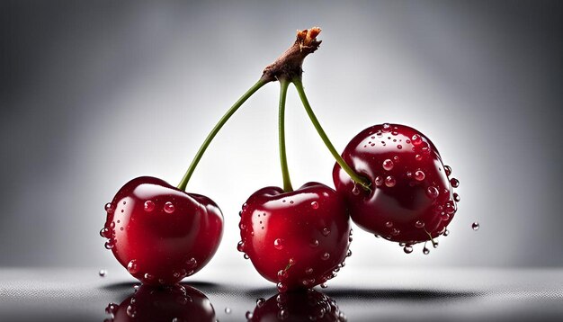 Red cherry isolated on alpha layer