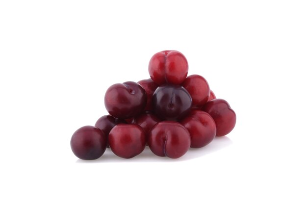 Red cherry plum isolated