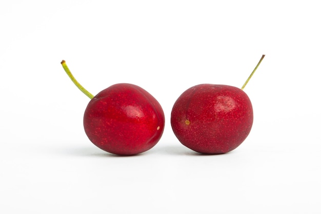 red cherry on white background