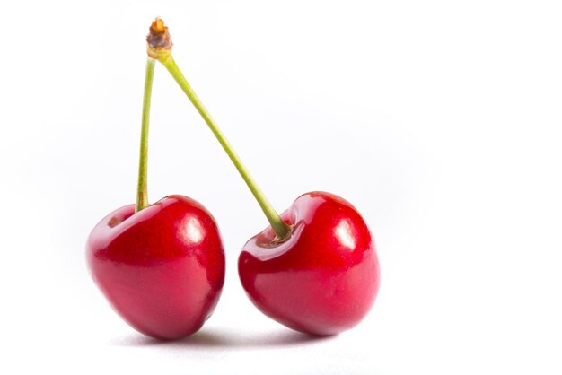 Red cherry on a white background