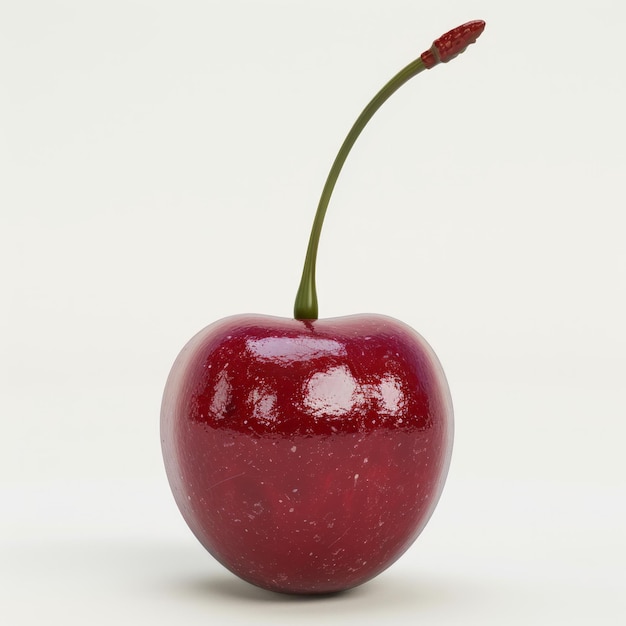 A red cherry with a green stem