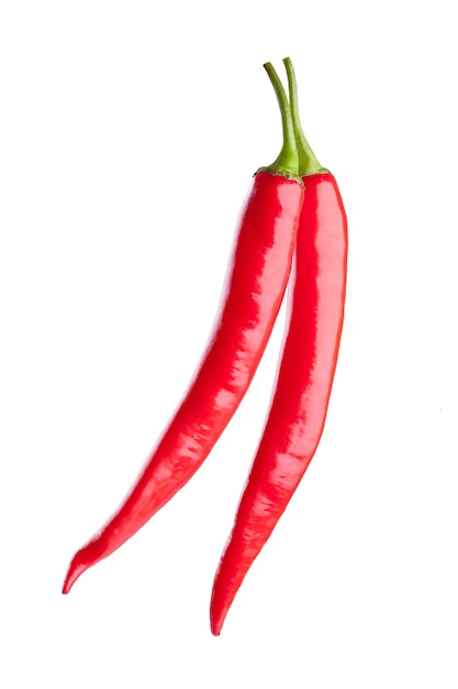 Red chili or chilli cayenne pepper isolated on white background