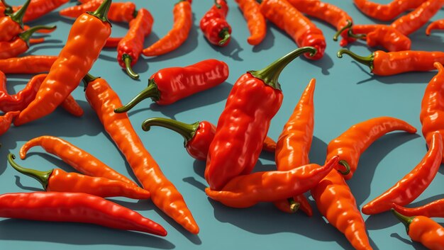 Photo a red chili pepper is sitting on an orange background