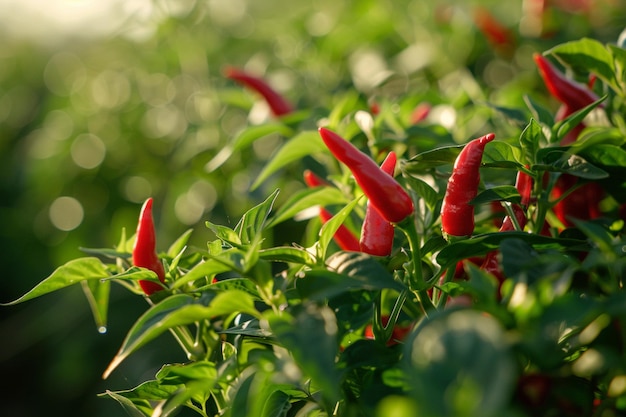 Photo red chili peppers in garden