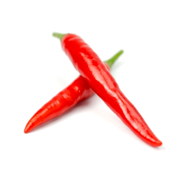 Red chili peppers isolated on the white