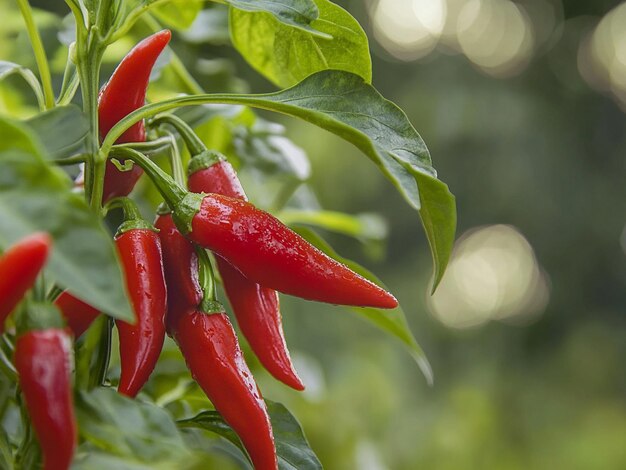 red chili peppers on plant