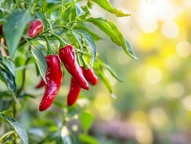 red chili peppers on plant