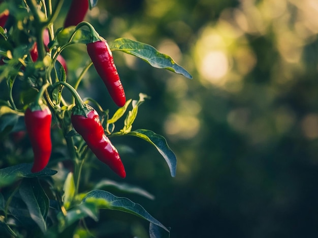 Photo red chili peppers on plant