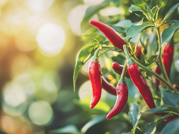 red chili peppers on plant