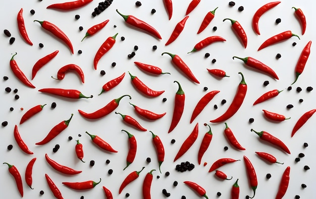 Red Chili Peppers on White Background