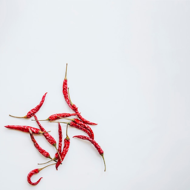 Red chilies against isolated background