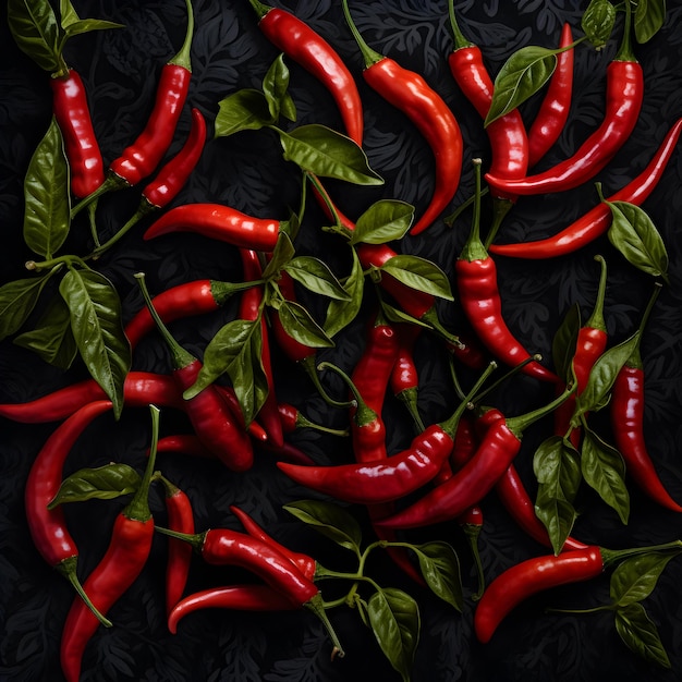 Photo red chilies on a black background