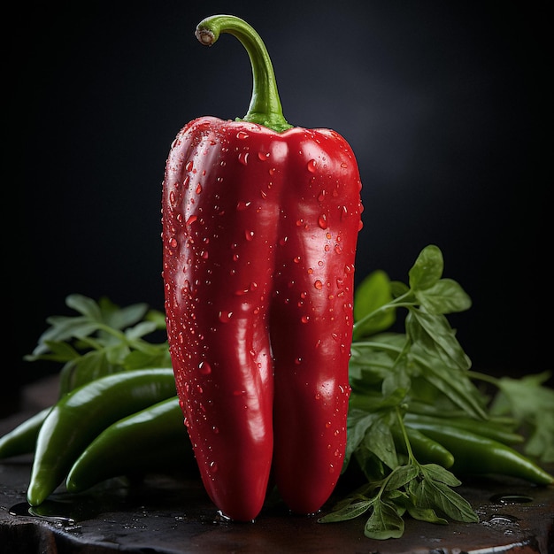 red chilli pepper on dark background