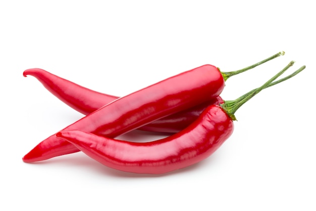 Red chilli pepper isolated on a white background.