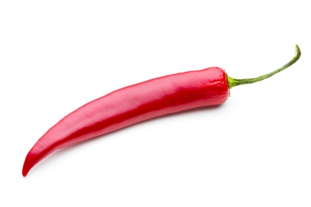 Red chilli pepper isolated on a white background.