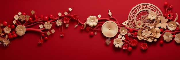 Red Chinese background with gold decorations