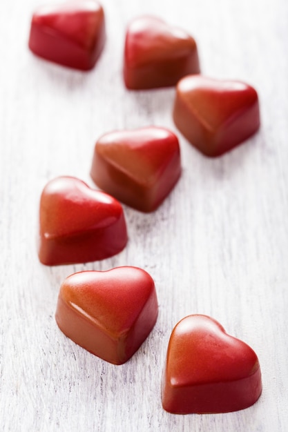 Red chocolate hearts for Valentines Day