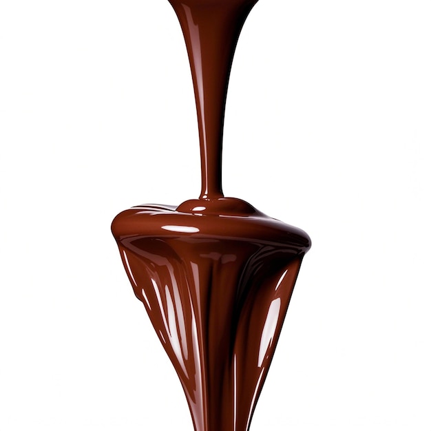 a red chocolate with a drop of chocolate pouring out of it