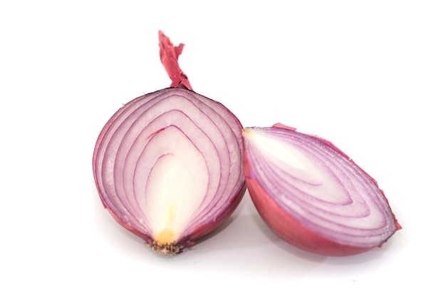 Red chopped onion isolated on a white background