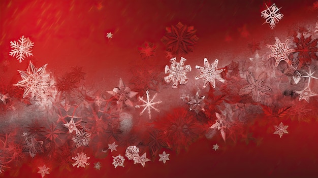 Red Christmas background with white snowflakes Generative AI