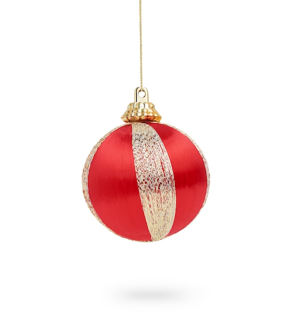 Red Christmas ball is isolated on a white background